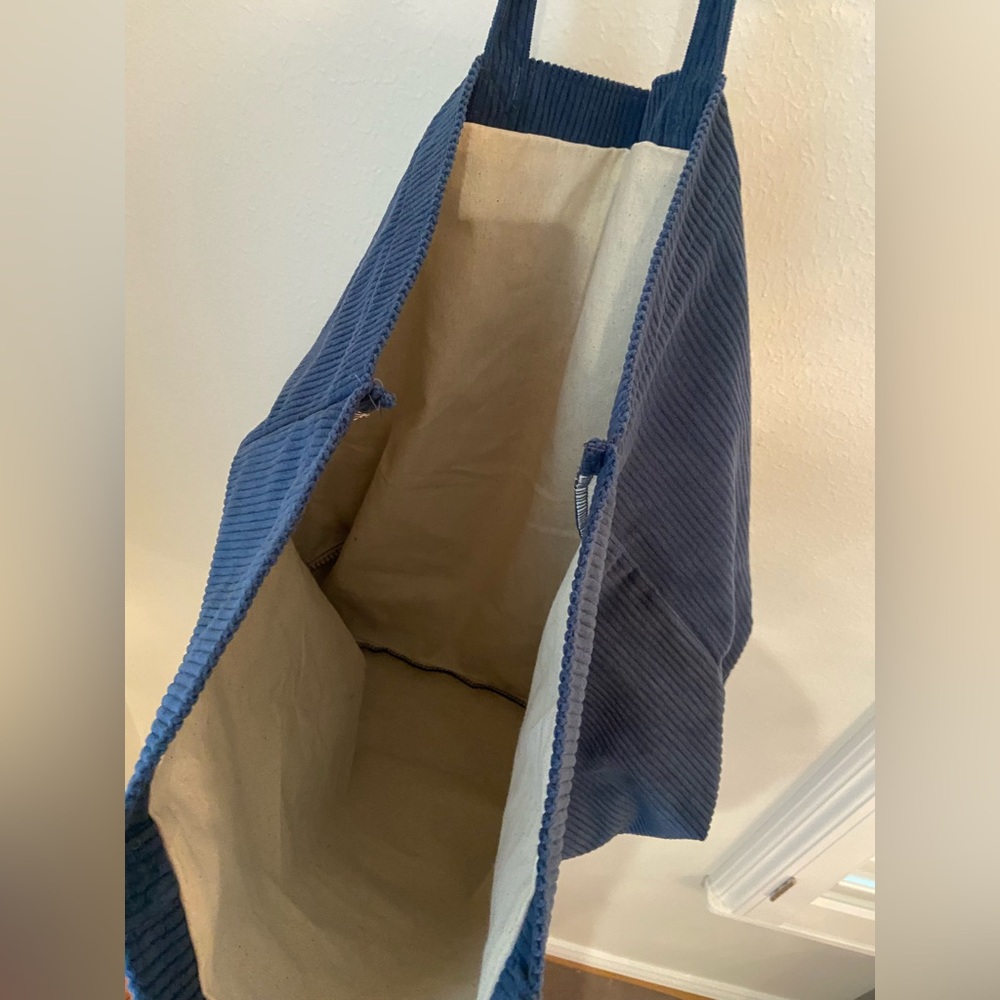 Sezane Velvet Tote Bag in Saffron Blue - Picture 4 of 9